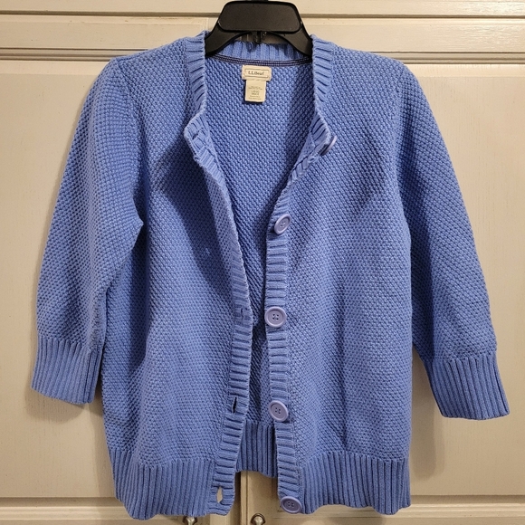 LL Bean Thick Knit Button Up 3/4 Sleeve Cardigan - Picture 1 of 8